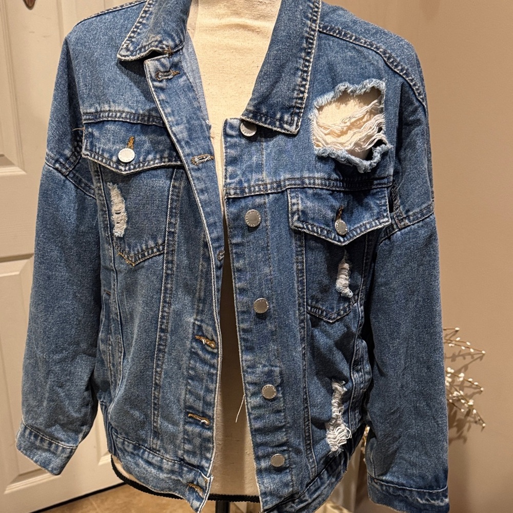 Cavalini Blue Distressed Denim Jacket